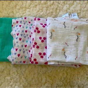 Addn & Anais swaddle blankets.